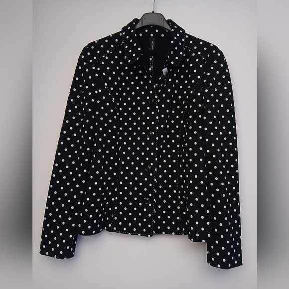Marc Cain Jackets & Blazers - Marc Cain Black and White Polka Dot Knit Blazer.Size 4